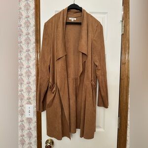 Max Studio Camel Faux Suede Longer Coat